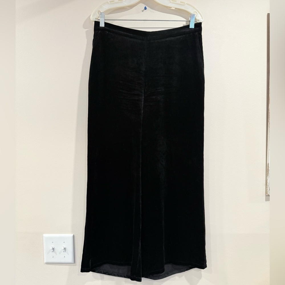🔥Eileen Fisher Black Velvet Wide Leg Pants Women’s Sz S Like New🔥